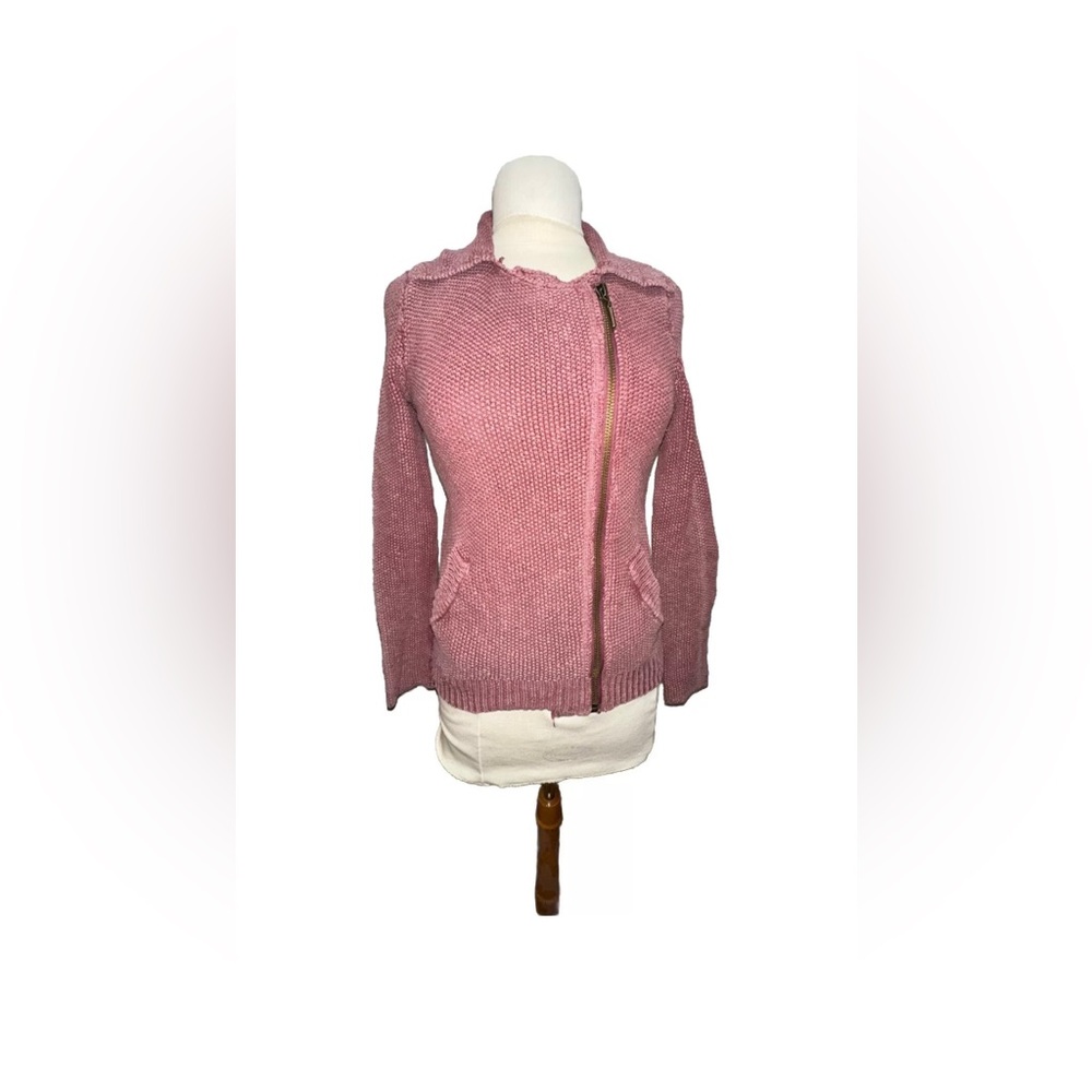 Free People Women's Small Cardigan Warm and Cool Knit Sweater Moto Jacket EUC